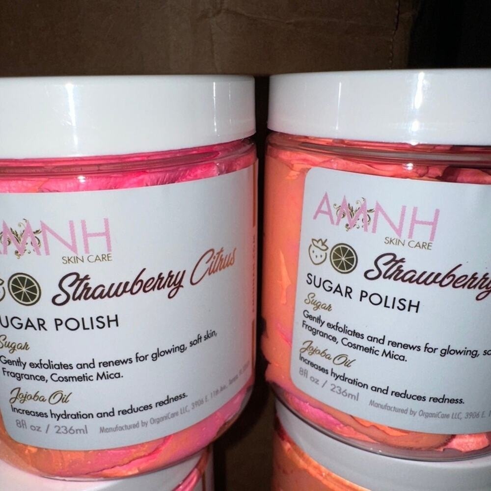 Amminah‎ AMNH Skin Care Strawberry Citrus Sugar Polish 8oz Body Scrub Set of 2